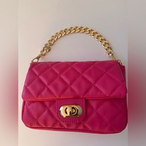 NWOT Claire’s Pink chain dual strap crossbody bag women purse clutch long strap